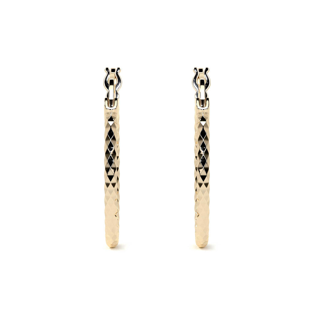 Arete Arracada De Oro 14k Con Diamantado Estilo Panal