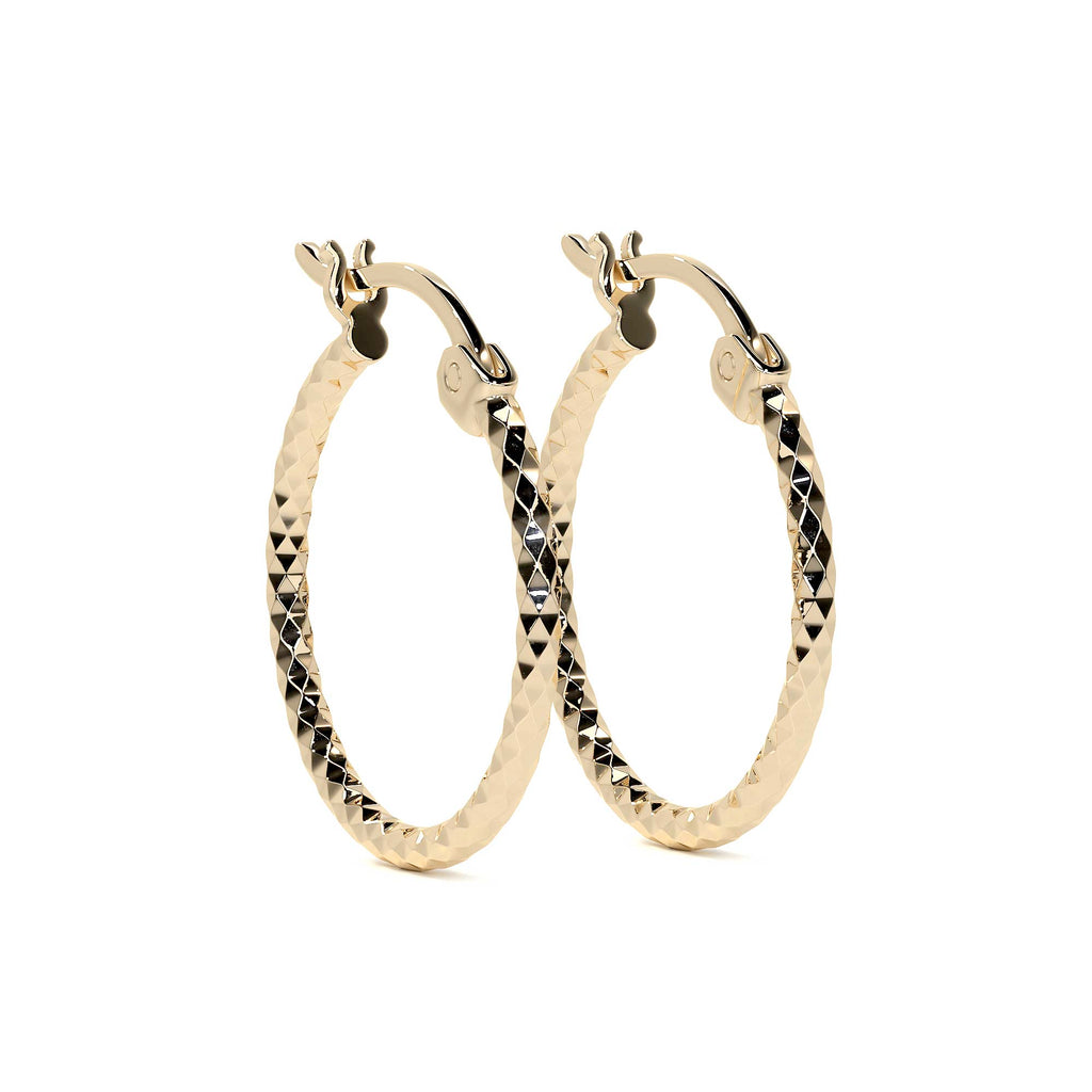 Arete Arracada De Oro 14k Con Diamantado Estilo Panal