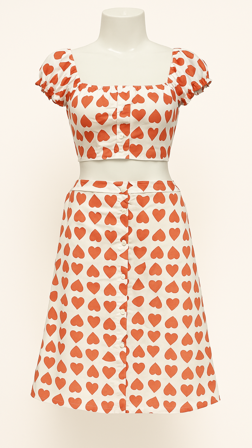 Set Croptop + Falda Corazones