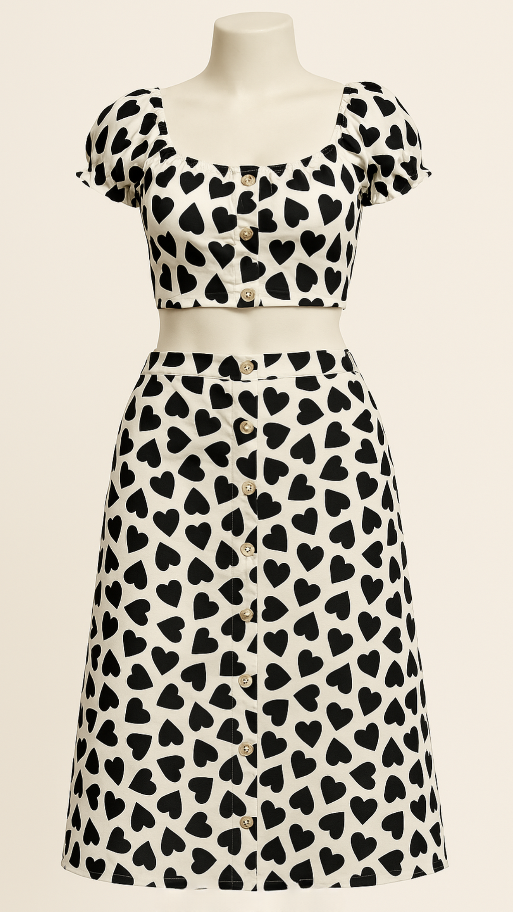 Set Croptop + Falda Corazones