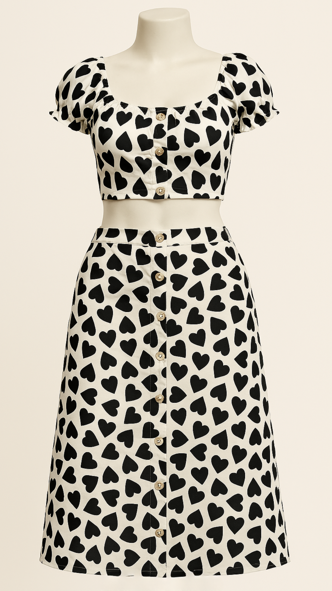 Set Croptop + Falda Corazones