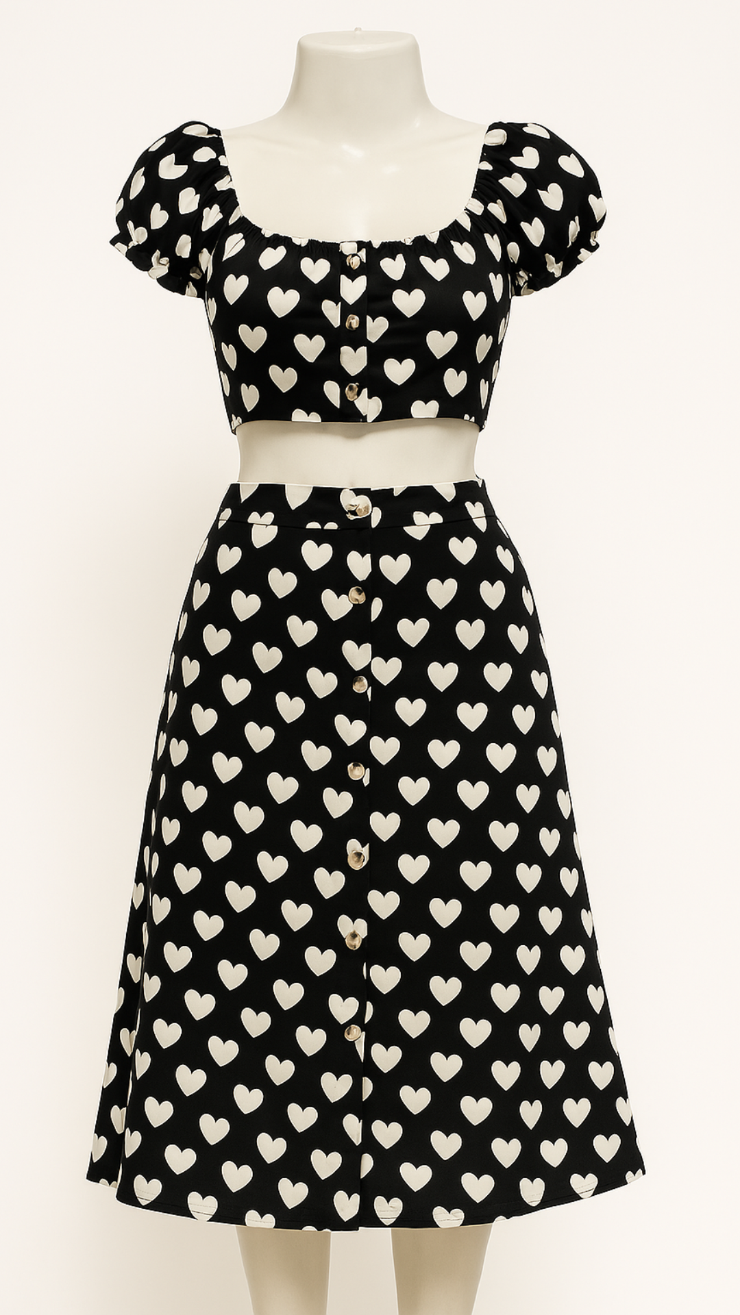 Set Croptop + Falda Corazones