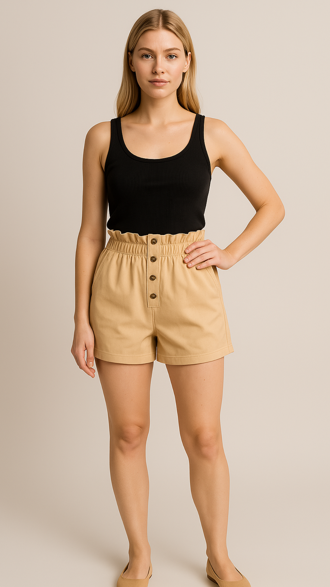 Short de Piel Ecologica Tipo Botones