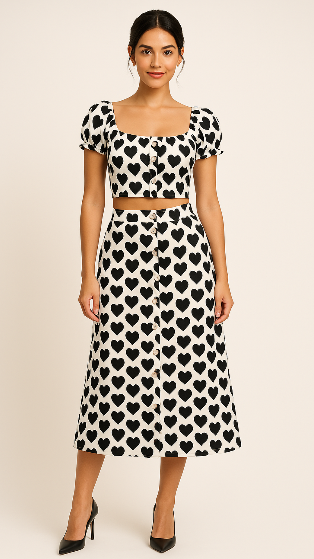 Set Croptop + Falda Corazones