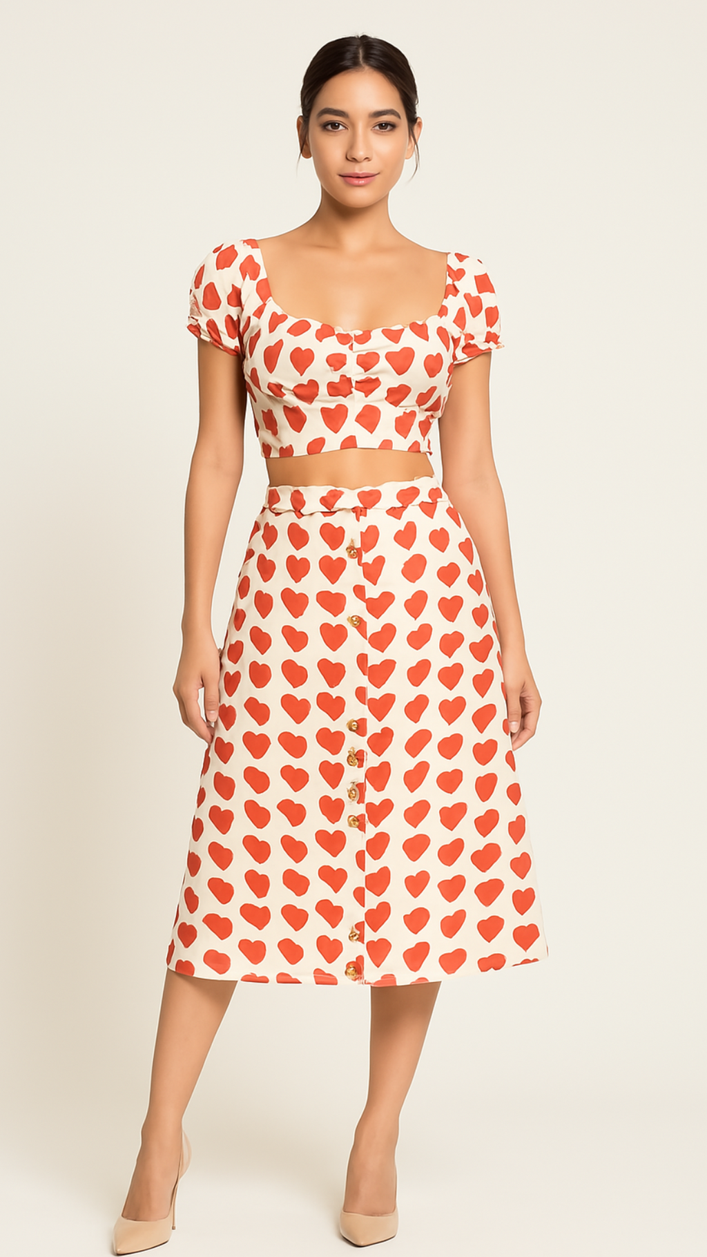 Set Croptop + Falda Corazones