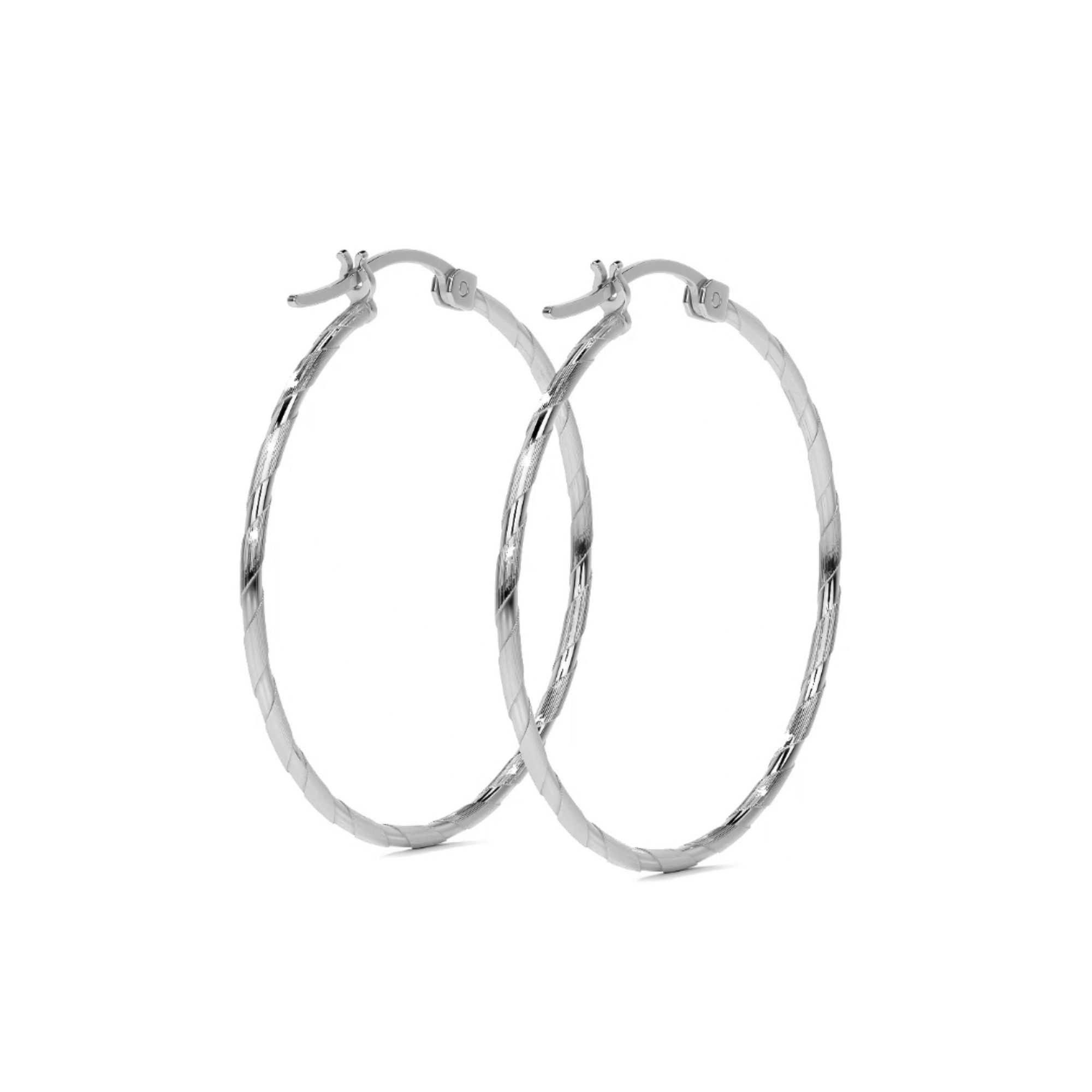 Arete De Plata 925 Extra Ligero Para Mujer Con Diamantado Cordon Blue